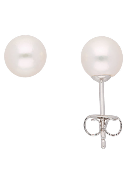 Adelia´s 585 Weißgold Ohrringe   Ohrstecker mit Süßwasser Zuchtperle Ø 6 mm