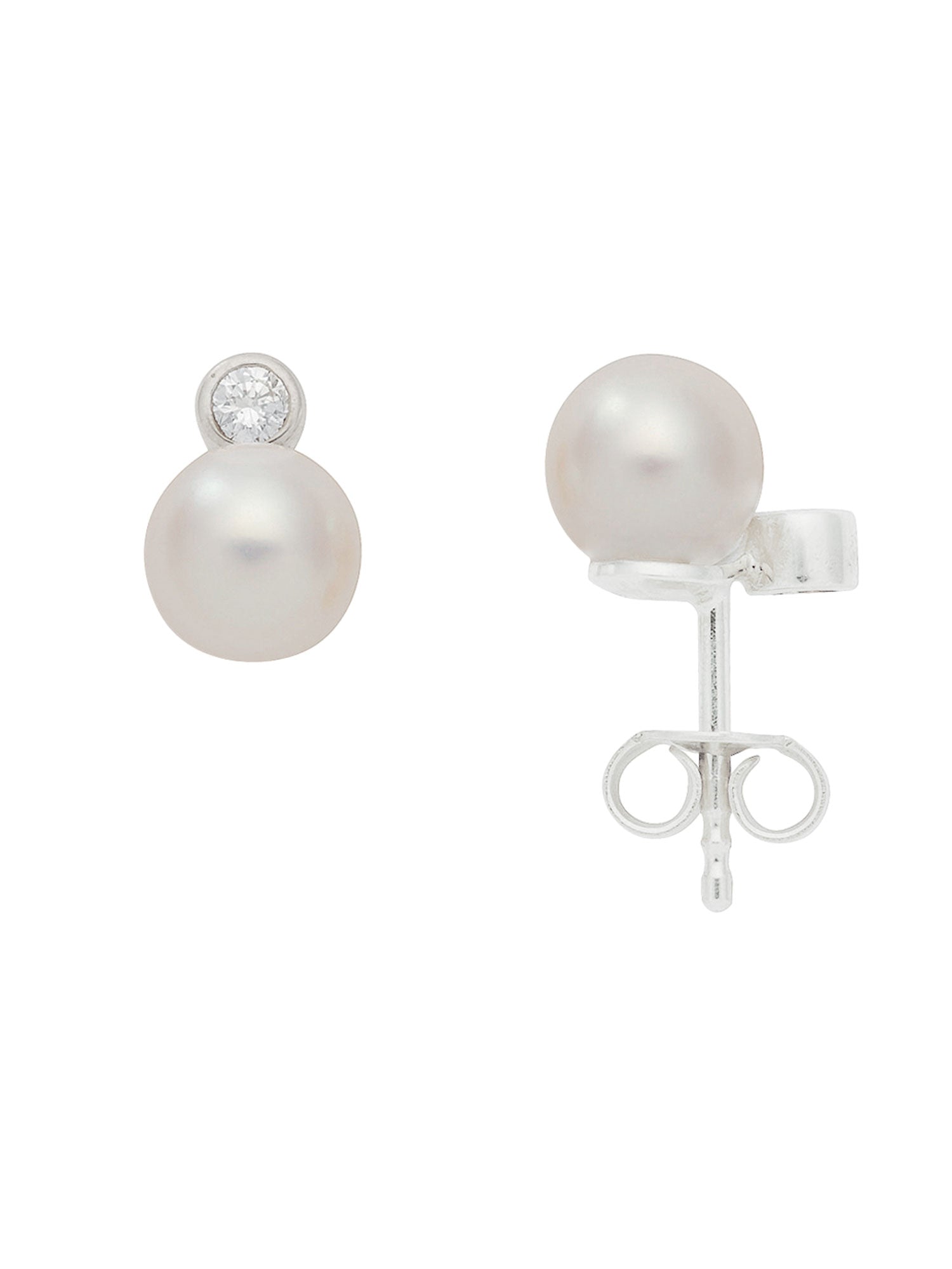 Adelia´s 585 Weißgold Ohrringe   Ohrstecker mit Süßwasser Zuchtperle
