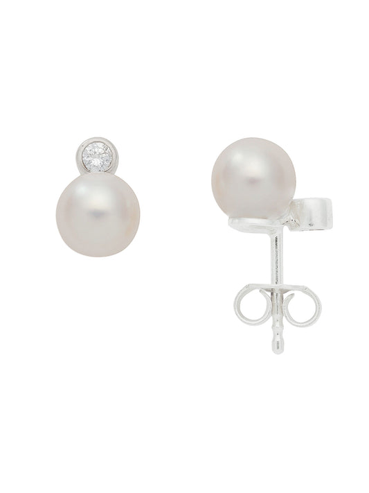 Adelia´s 585 Weißgold Ohrringe   Ohrstecker mit Süßwasser Zuchtperle