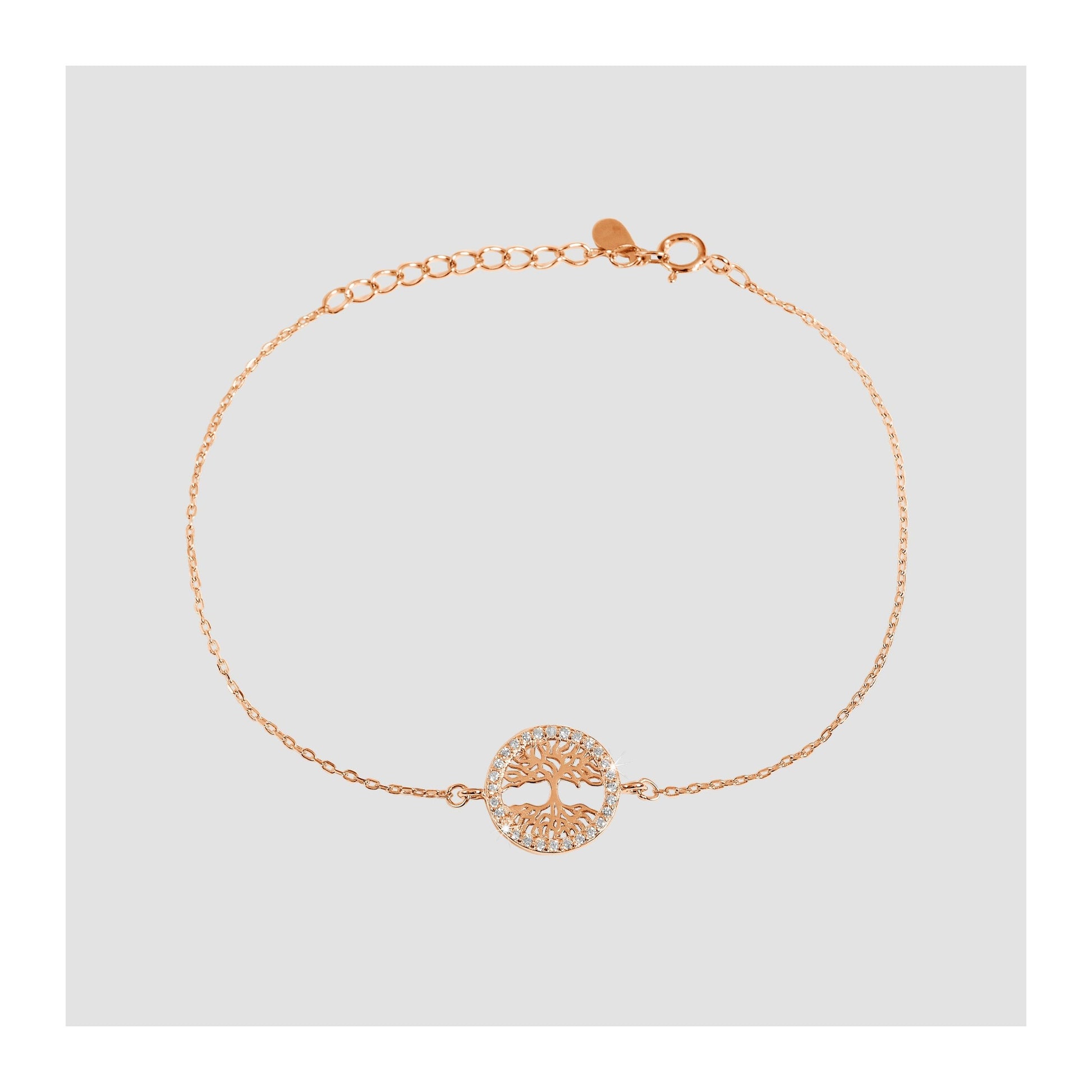 Damen Armband – Lebensbaum aus 925 Silber mit Zirkonia 17 cm