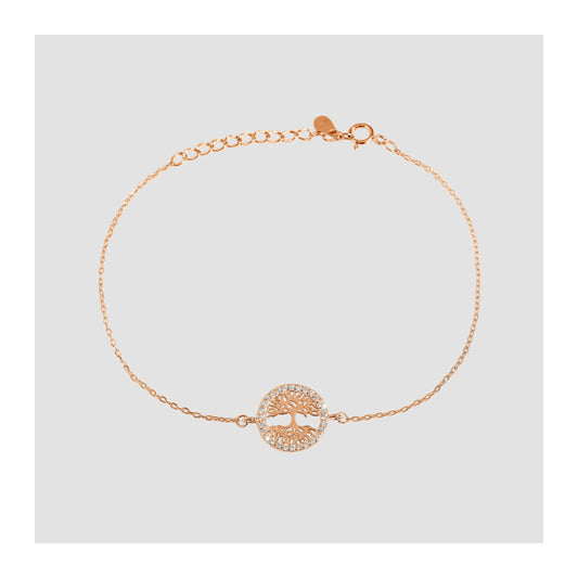 Damen Armband – Lebensbaum aus 925 Silber mit Zirkonia 17 cm