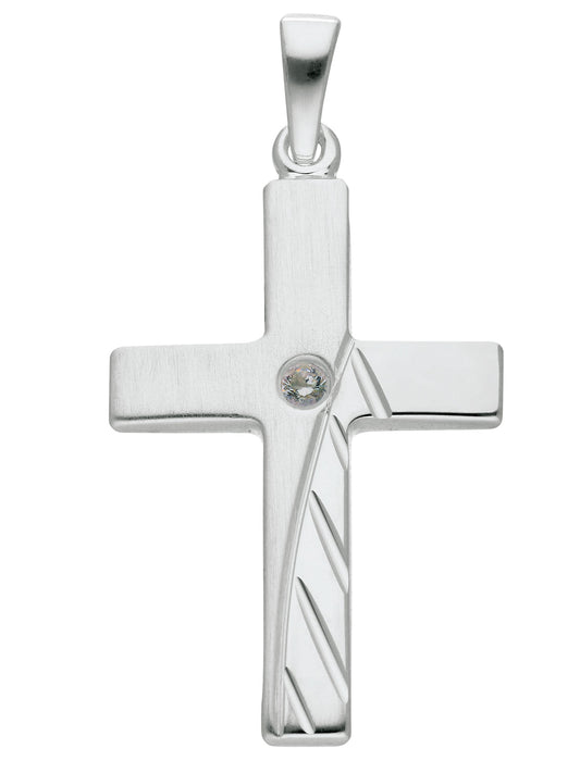 Adelia´s 925 Silber Kreuz Anhänger mit Zirkonia