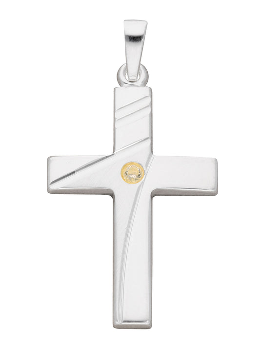 Adelia´s 925 Silber Kreuz Anhänger mit Zirkonia