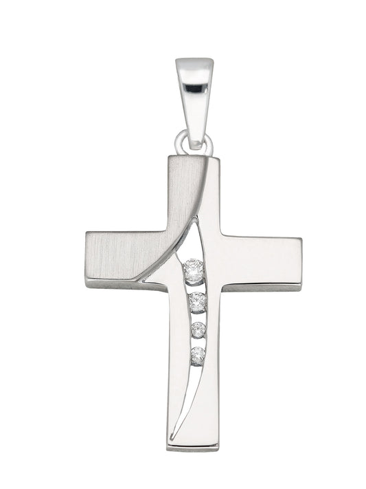 Adelia´s 925 Silber Kreuz Anhänger mit Zirkonia