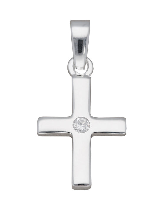 Adelia´s 925 Silber Kreuz Anhänger mit Zirkonia