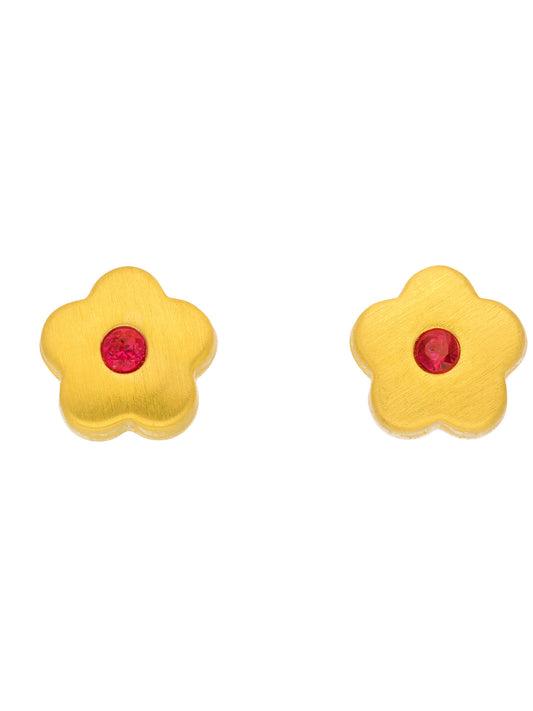 Adelia´s 333 Gold Ohrringe   Ohrstecker Blüte mit synthetischer Rubin