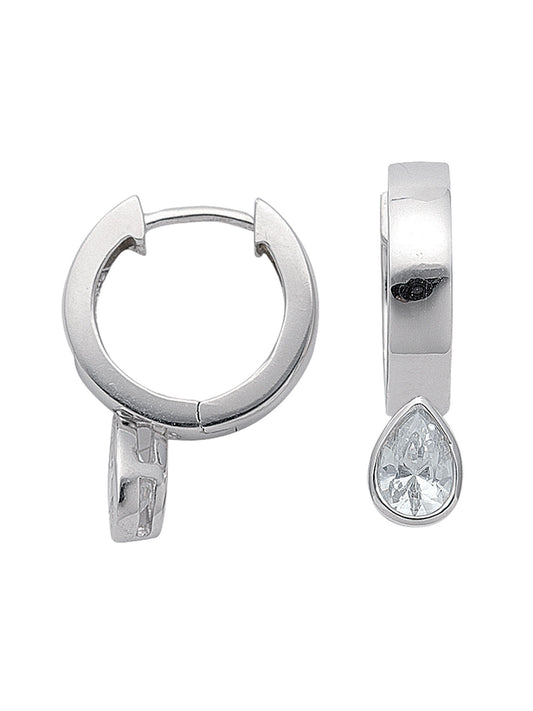 Adelia´s 925 Silber Ohrringe   Creolen Tropfen mit Zirkonia Ø 14,4 mm