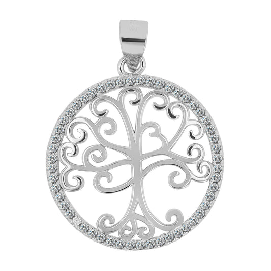 Damen Anhänger – Lebensbaumanhänger aus 925 Silber mit Zirkonia