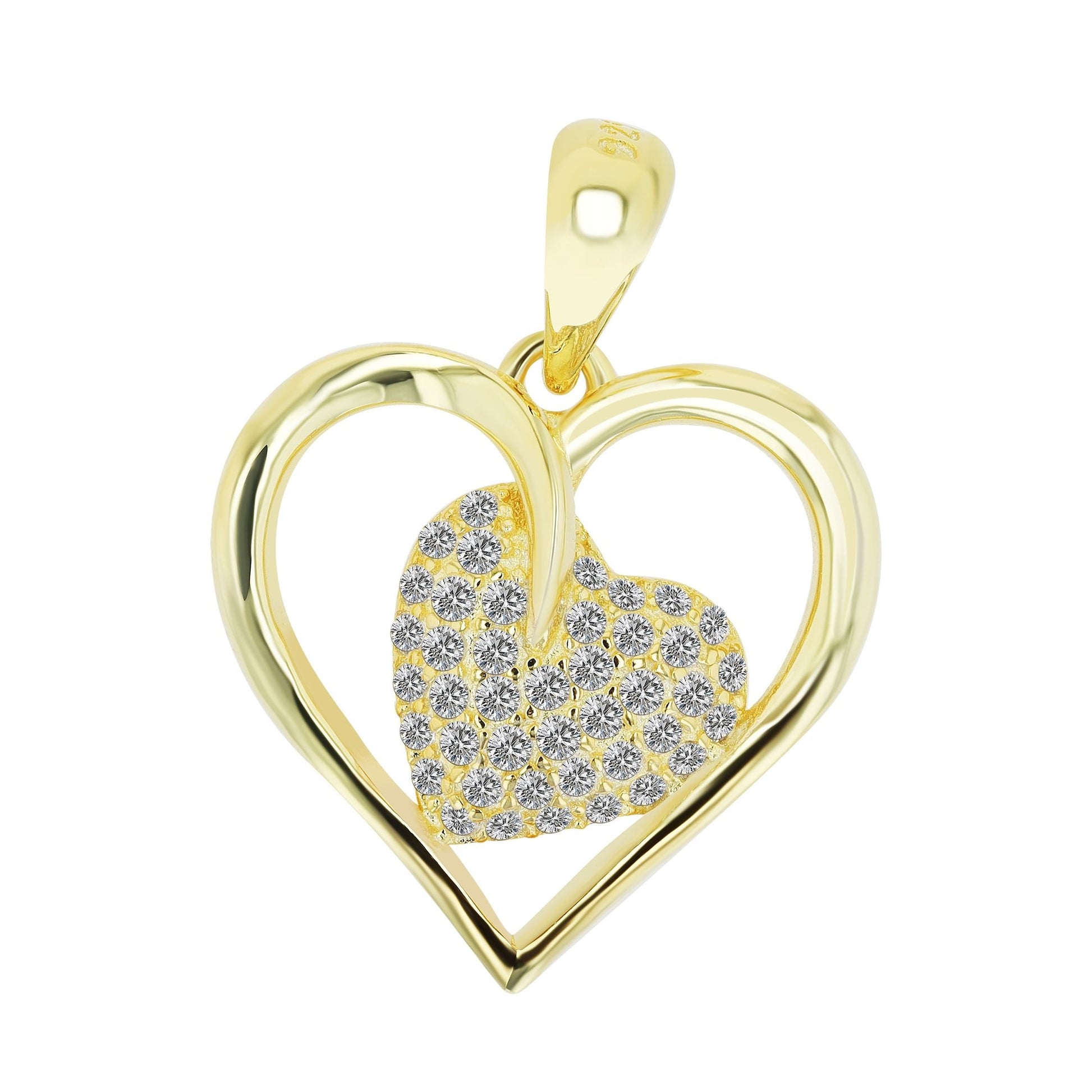 Damen Anhänger – Herz Herzanhänger aus 925 Silber mit Zirkonia