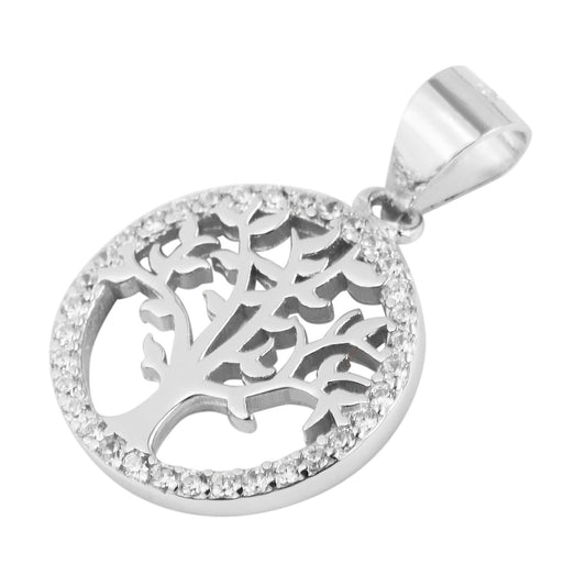 Damen Anhänger – Lebensbaumanhänger aus 925 Silber mit Zirkonia