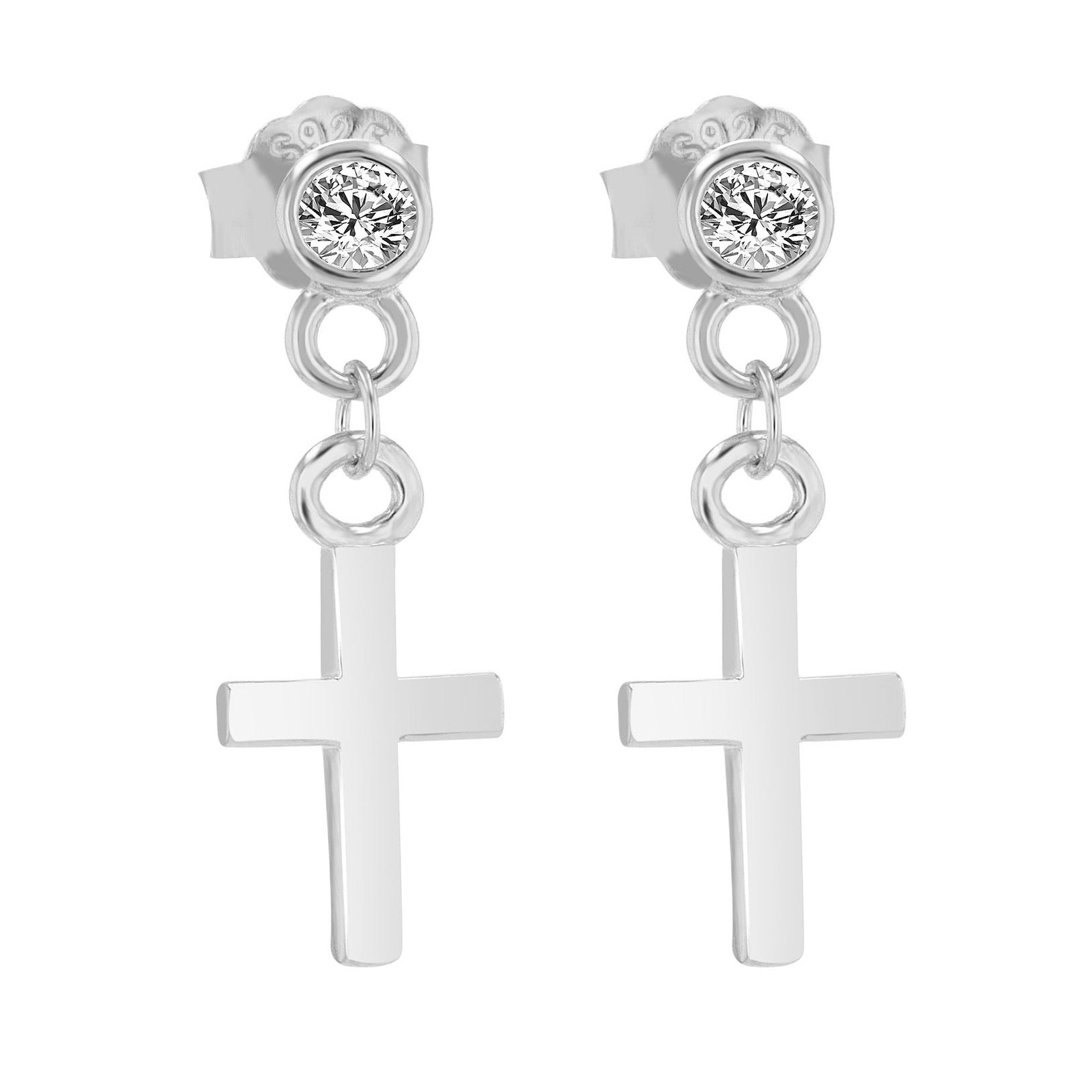 Damen Anhänger – Kreuz Kreuzanhänger aus 925 Silber mit Zirkonia