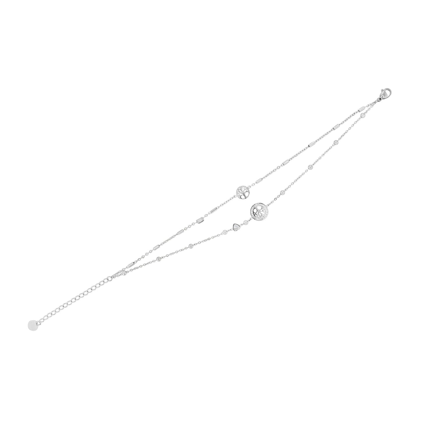Damen Armband – Lebensbaum aus Edelstahl mit Strass Steinchen 21 cm