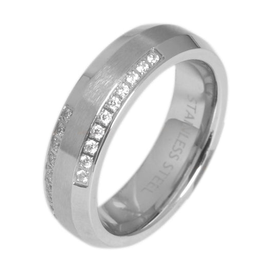 Damen Ring aus Edelstahl mit Strass Steinchen