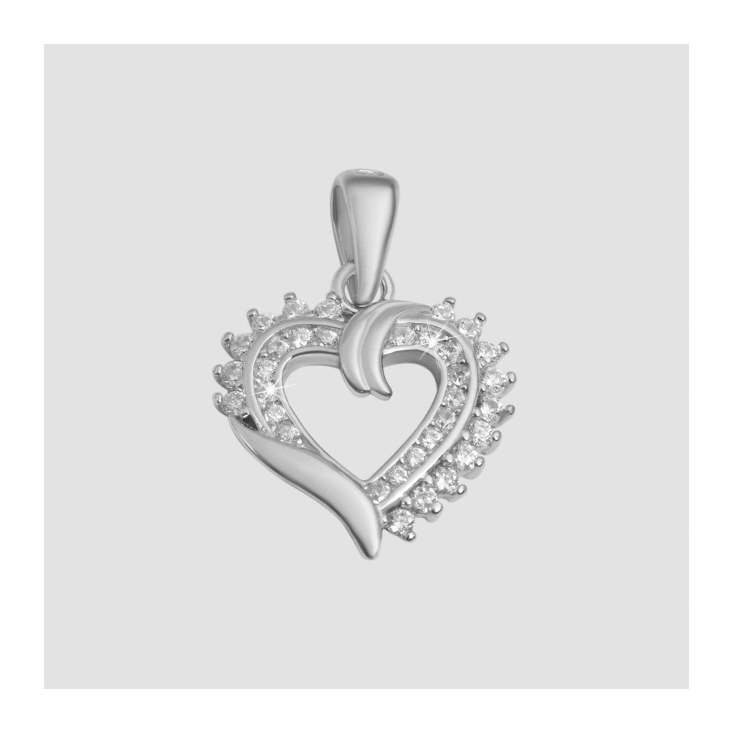 Damen Anhänger – Herz Herzanhänger aus 925 Silber mit Zirkonia