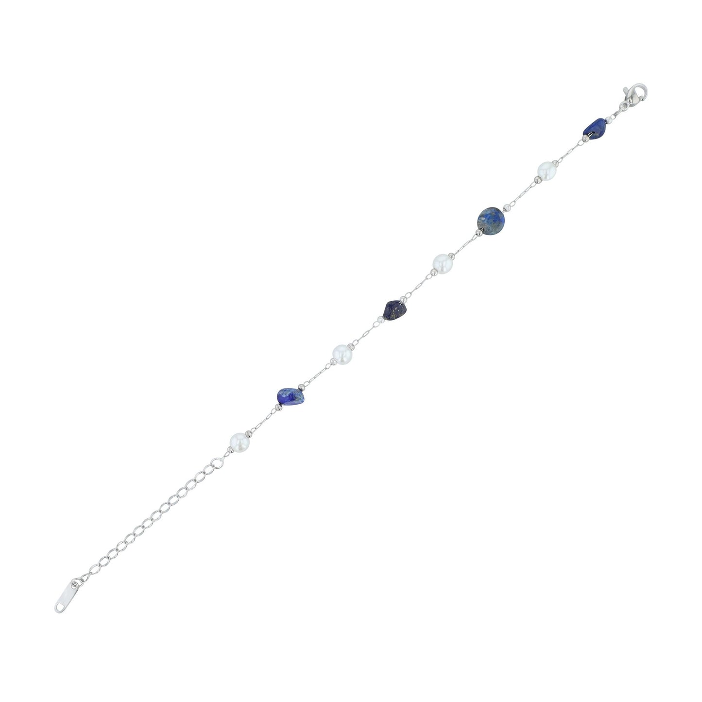Damen Armband – Kugelarmband aus Edelstahl mit Lapis 23 cm