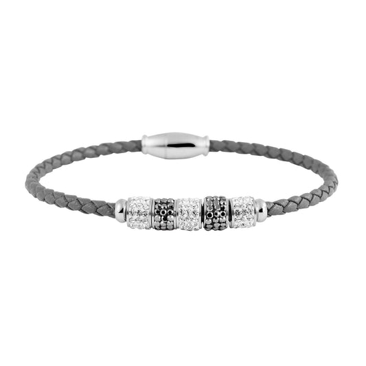 Damen Armband aus Leder mit Strass Steinchen 19 cm