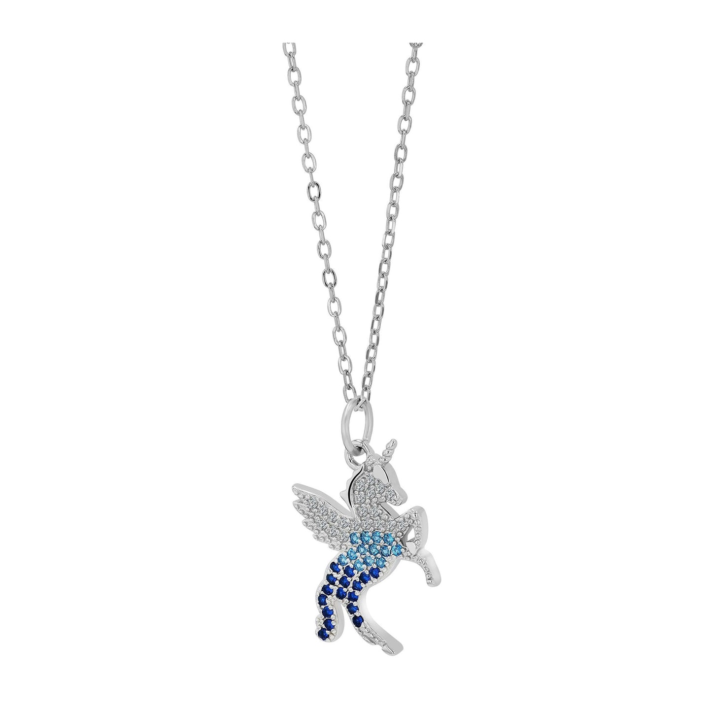 Kinder Halskette – Einhorn aus 925 Silber mit Zirkonia 42+5