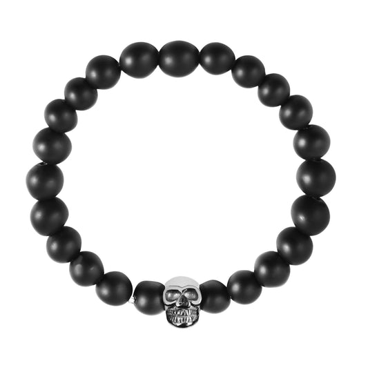 Unisex Anhänger – Totenkopfanhänger aus Edelstahl mit Achat