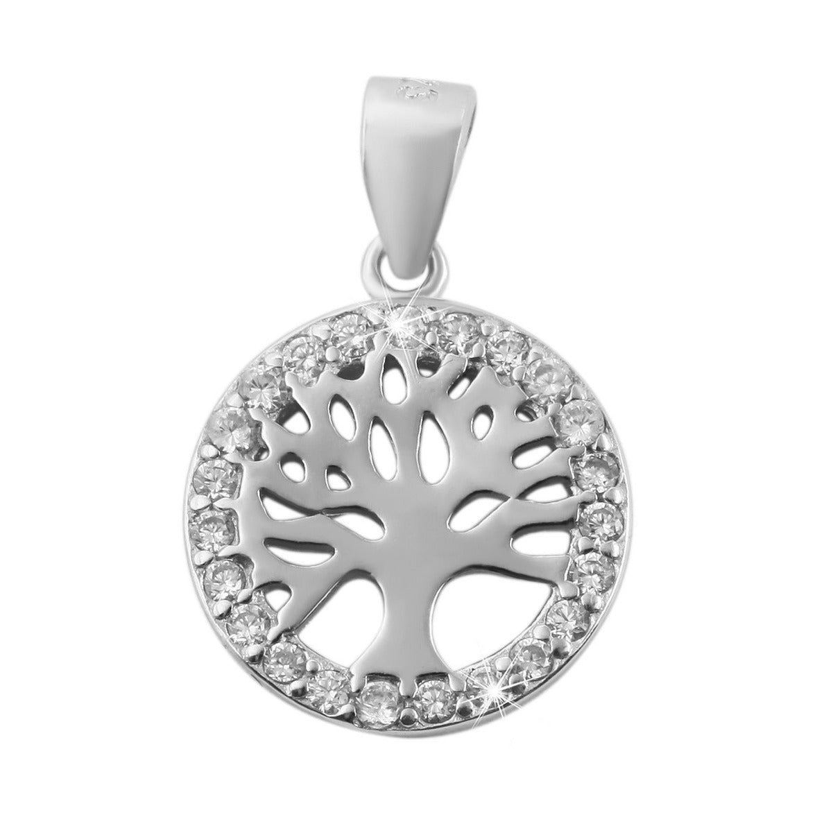 Damen Anhänger – Lebensbaumanhänger aus 925 Silber mit Zirkonia
