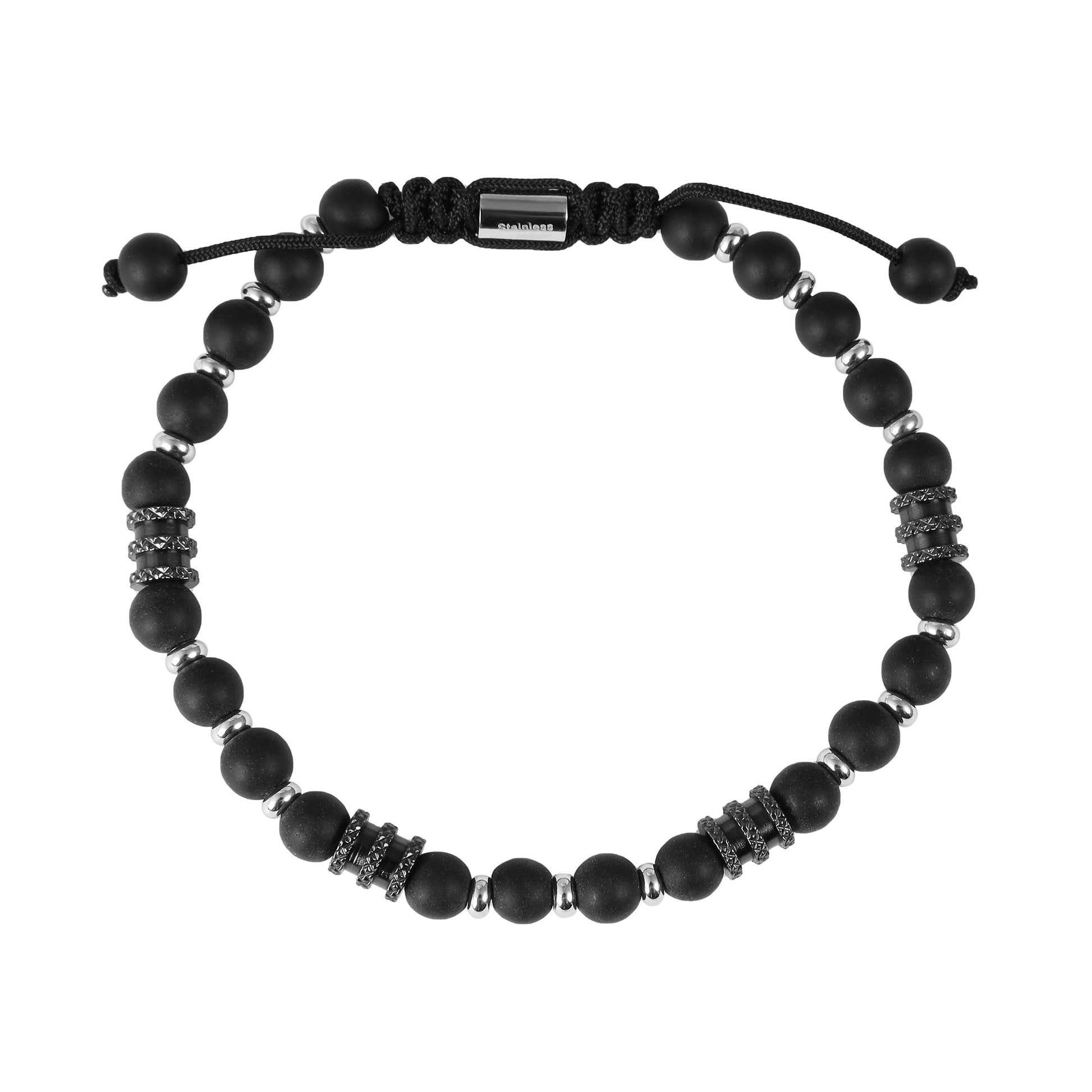 Unisex Armband – Kugelarmband aus Edelstahl mit Onyx 19 cm