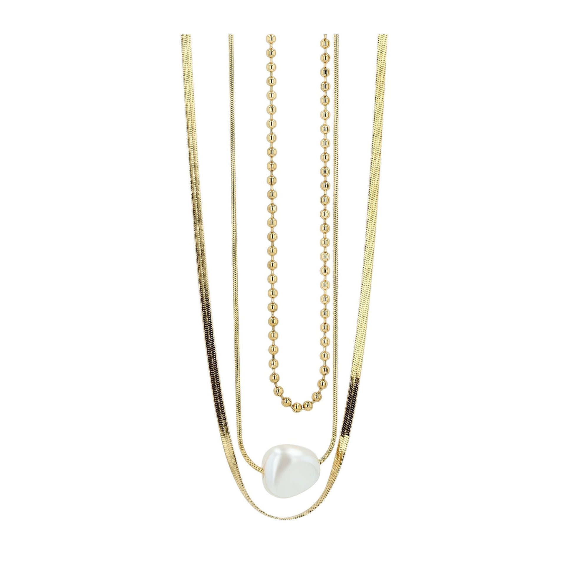 Damen Halskette – Schlangenkette aus Edelstahl mit Perle 45+5
