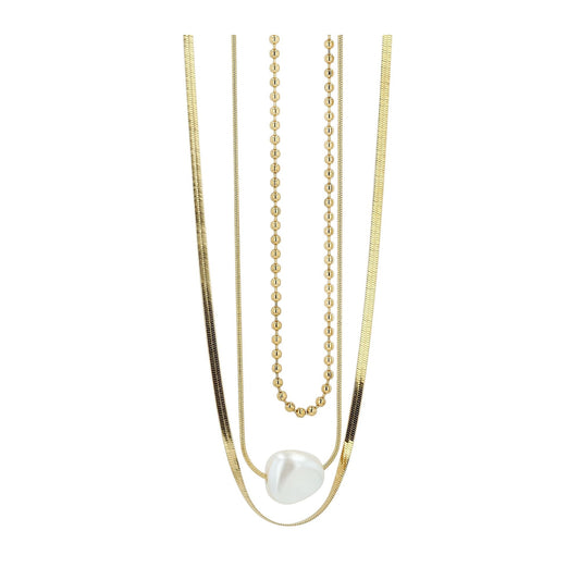 Damen Halskette – Schlangenkette aus Edelstahl mit Perle 45+5