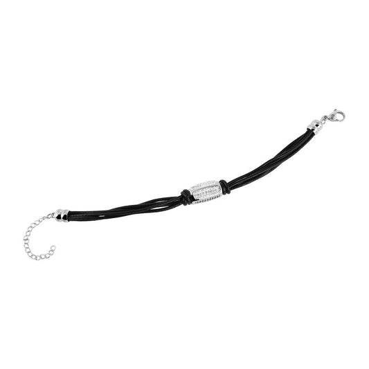 Damen Armband aus Leder mit Zirkonia 20 cm