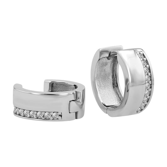 Damen Ohrringe – Klappcreole aus 925 Silber mit Zirkonia