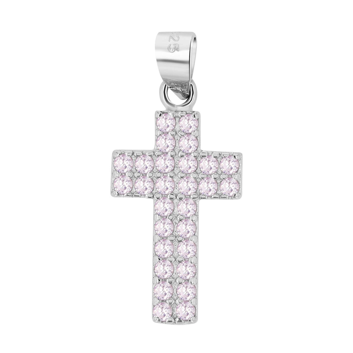 Damen Anhänger – Kreuz Kreuzanhänger aus 925 Silber mit Zirkonia