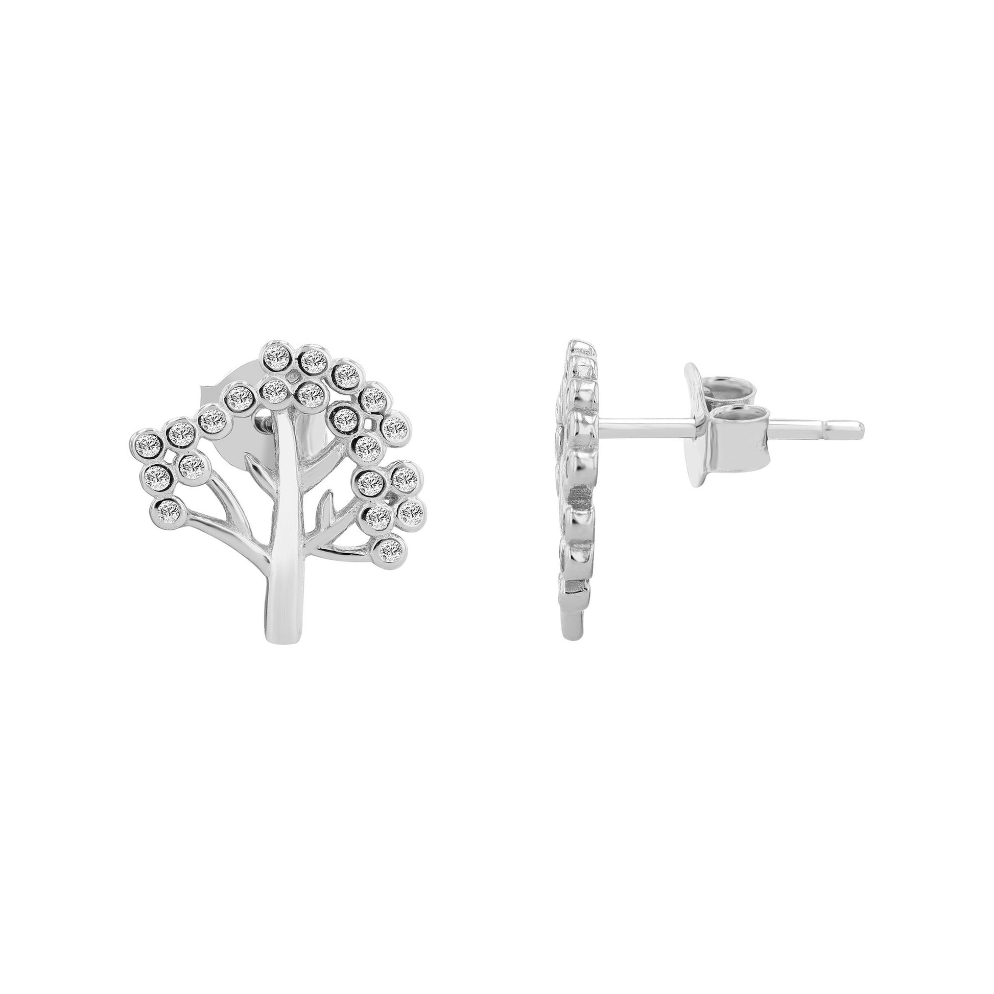 Damen Ohrringe – Ohrstecker Lebensbaum aus 925 Silber
