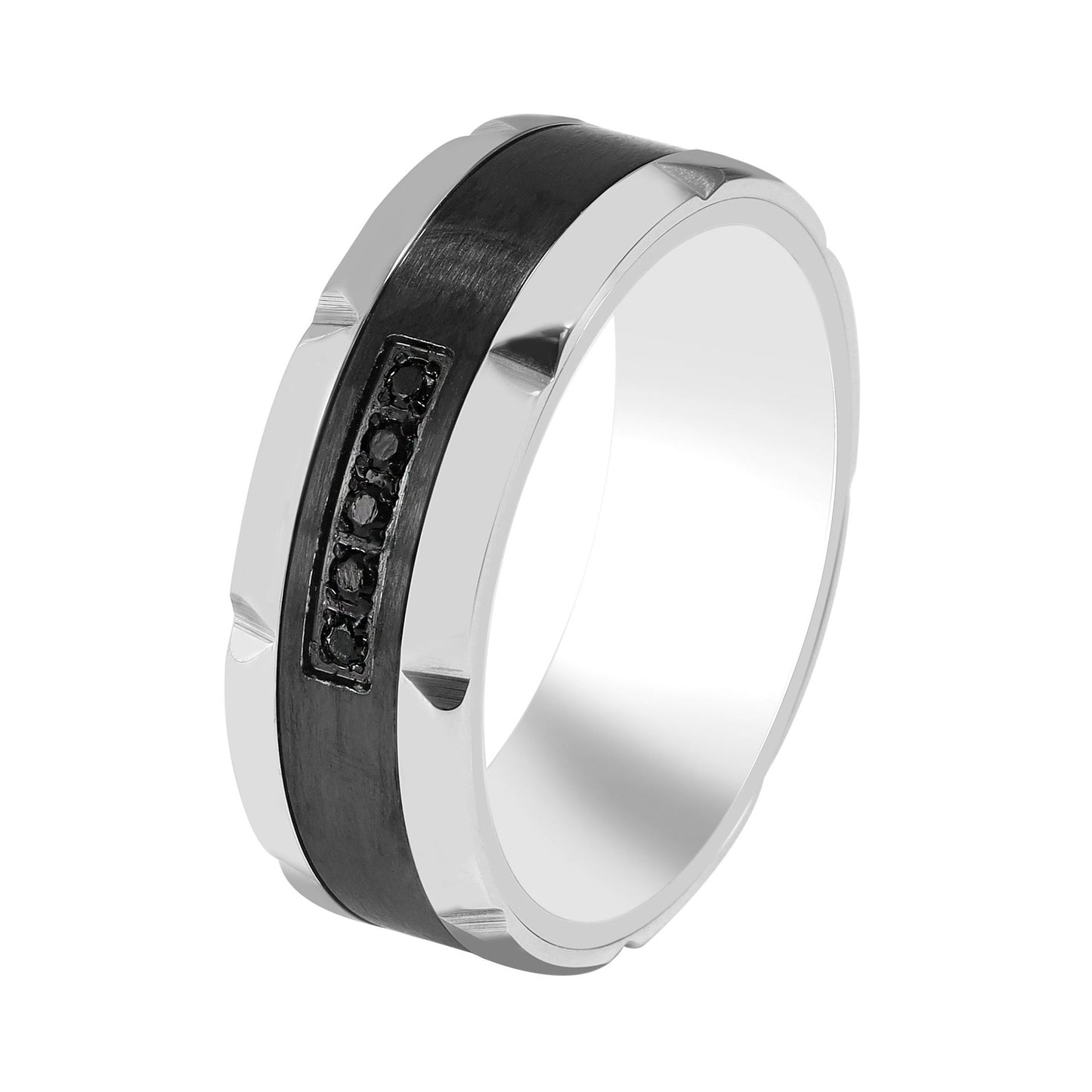 Herren Ring aus Edelstahl mit Strass Steinchen