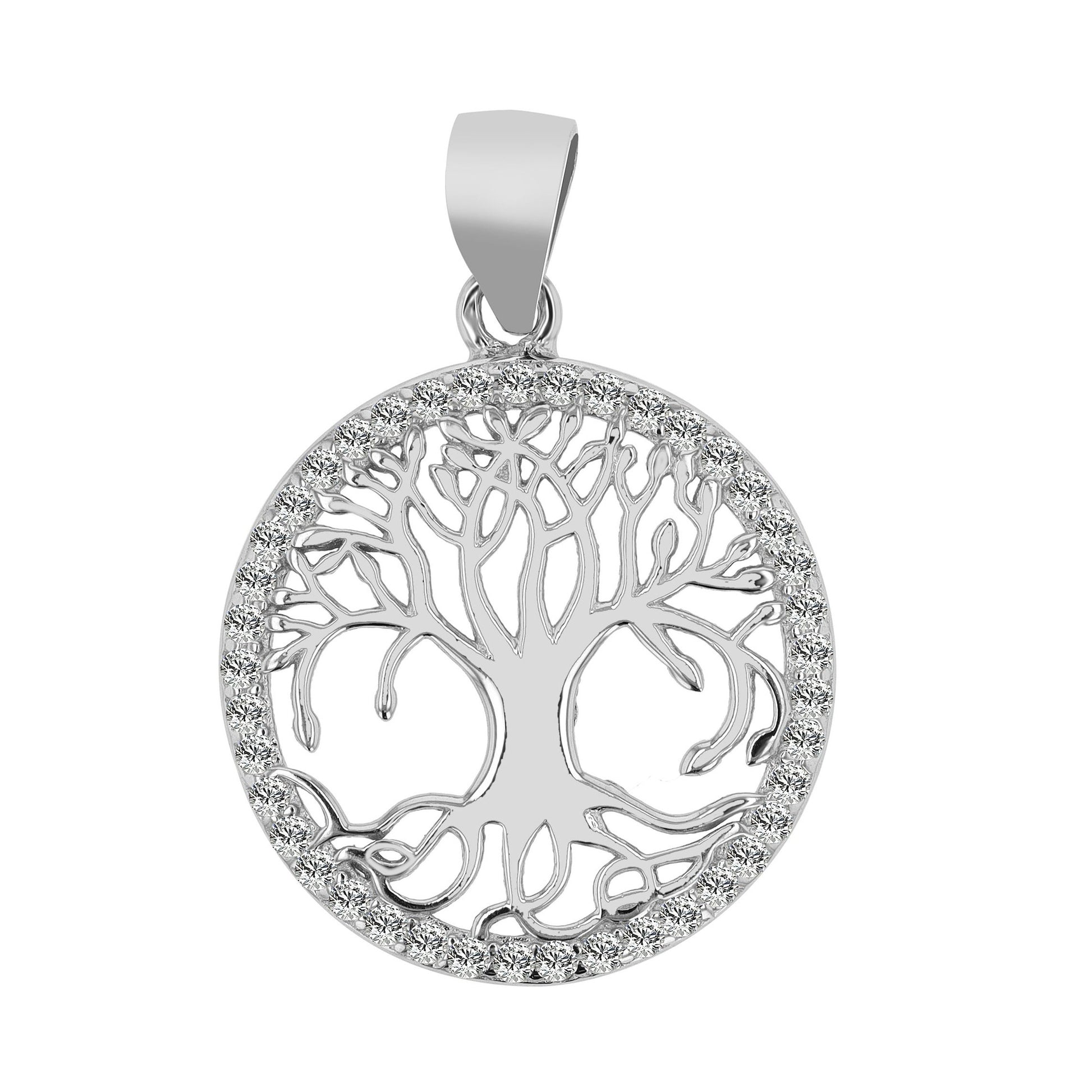 Damen Anhänger – Lebensbaumanhänger aus 925 Silber mit Zirkonia