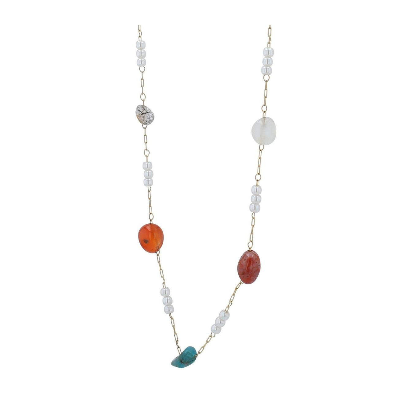 Damen Halskette aus Edelstahl mit Süßwasserperle 40 cm