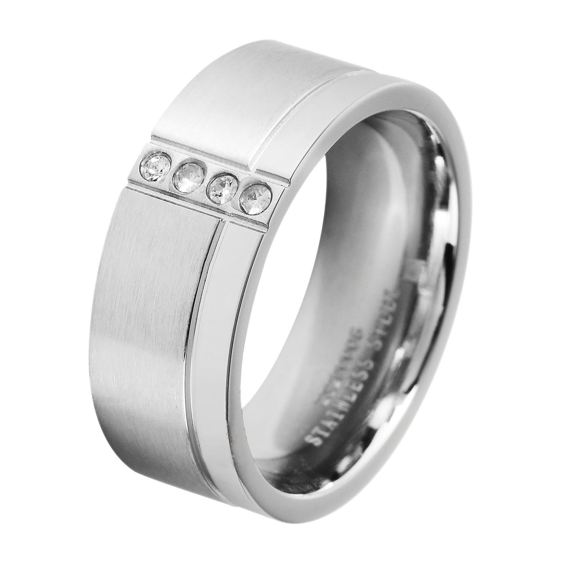 Damen Ring aus Edelstahl mit Strass Steinchen