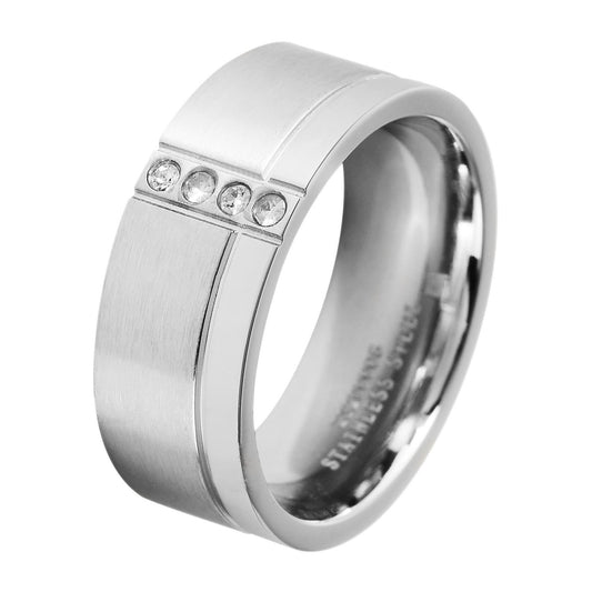 Damen Ring aus Edelstahl mit Strass Steinchen