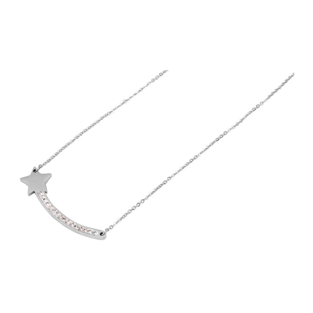 Damen Halskette – Ankerkette aus Edelstahl mit Strass Steinchen 45 cm
