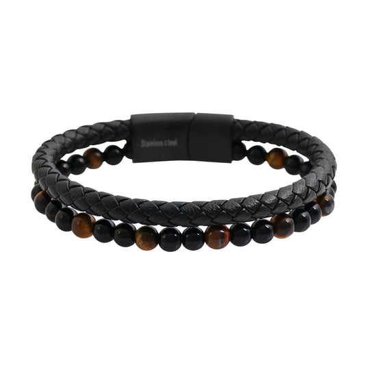 Unisex Armband aus Leder mit Perle 23 cm