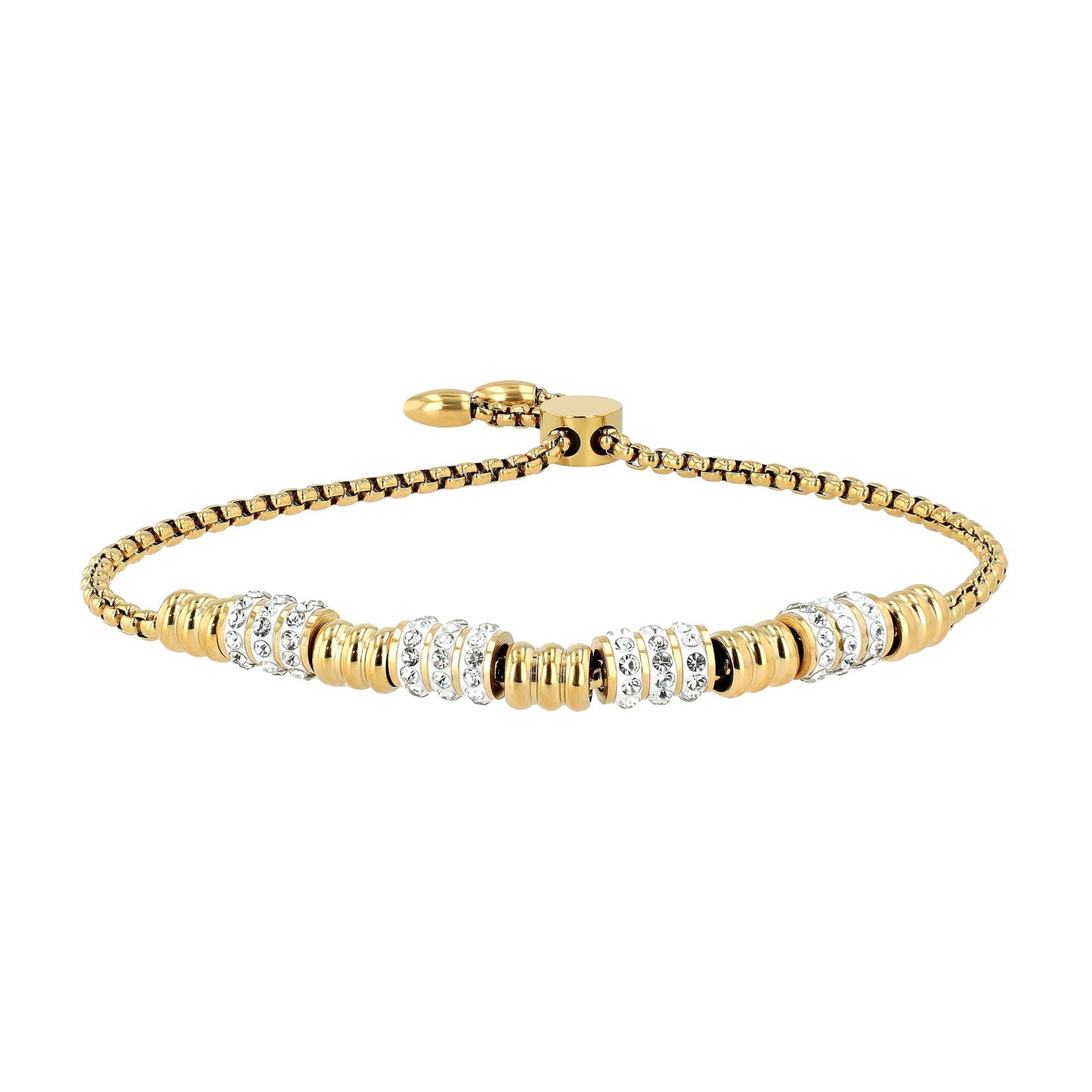 Damen Armband aus Edelstahl mit Strass Steinchen 24 cm
