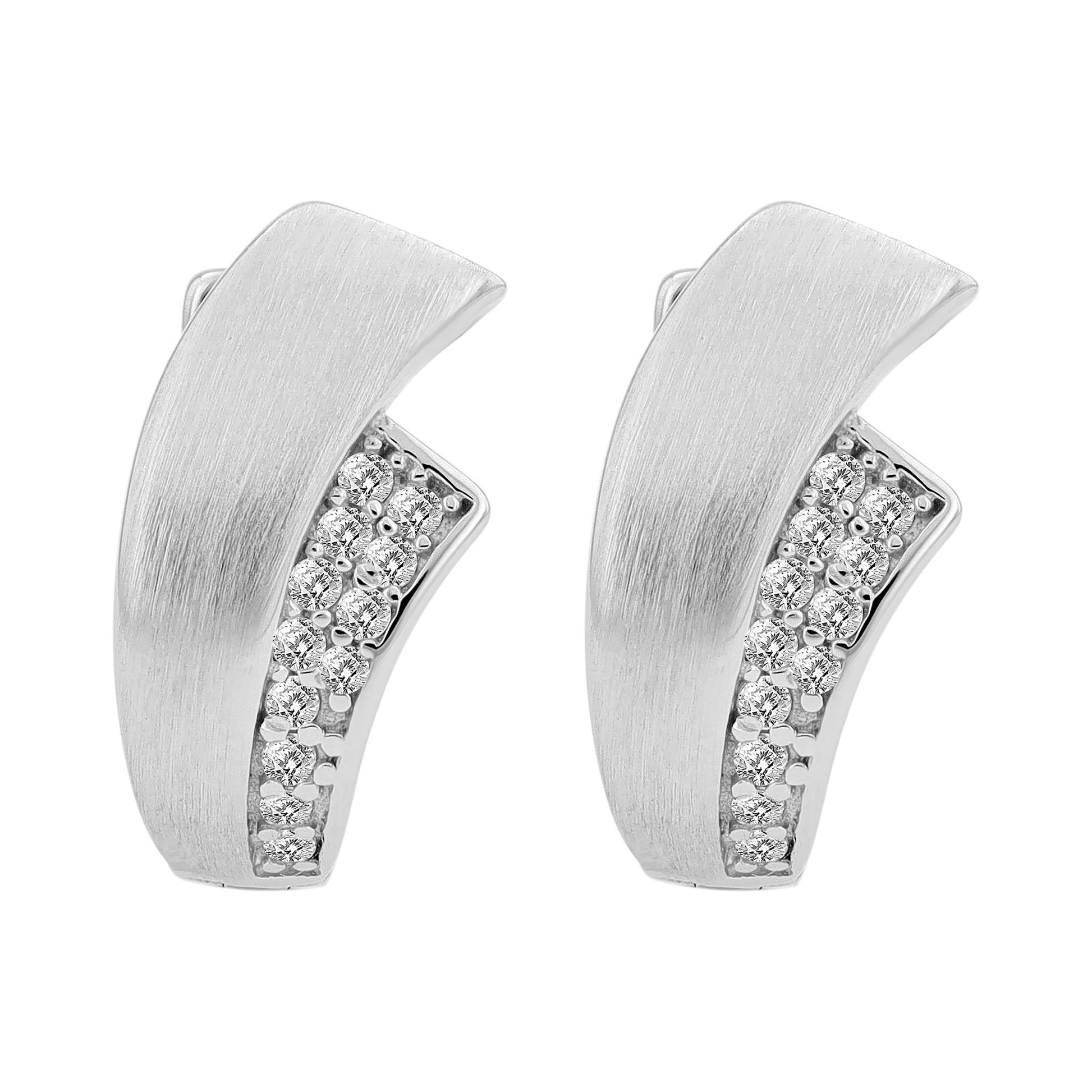 Damen Ohrringe – Klappcreole aus 925 Silber mit Zirkonia