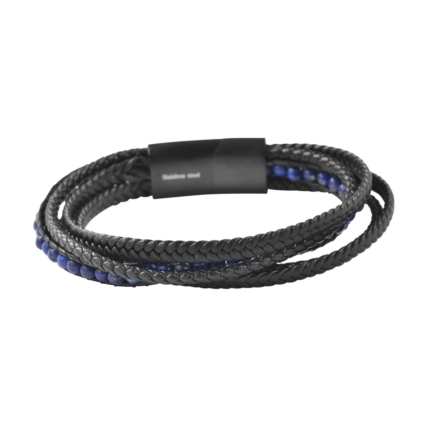 Unisex Armband – Lederarmband aus Leder mit Lapis 21 cm