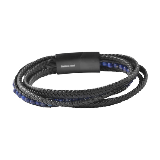Unisex Armband – Lederarmband aus Leder mit Lapis 21 cm