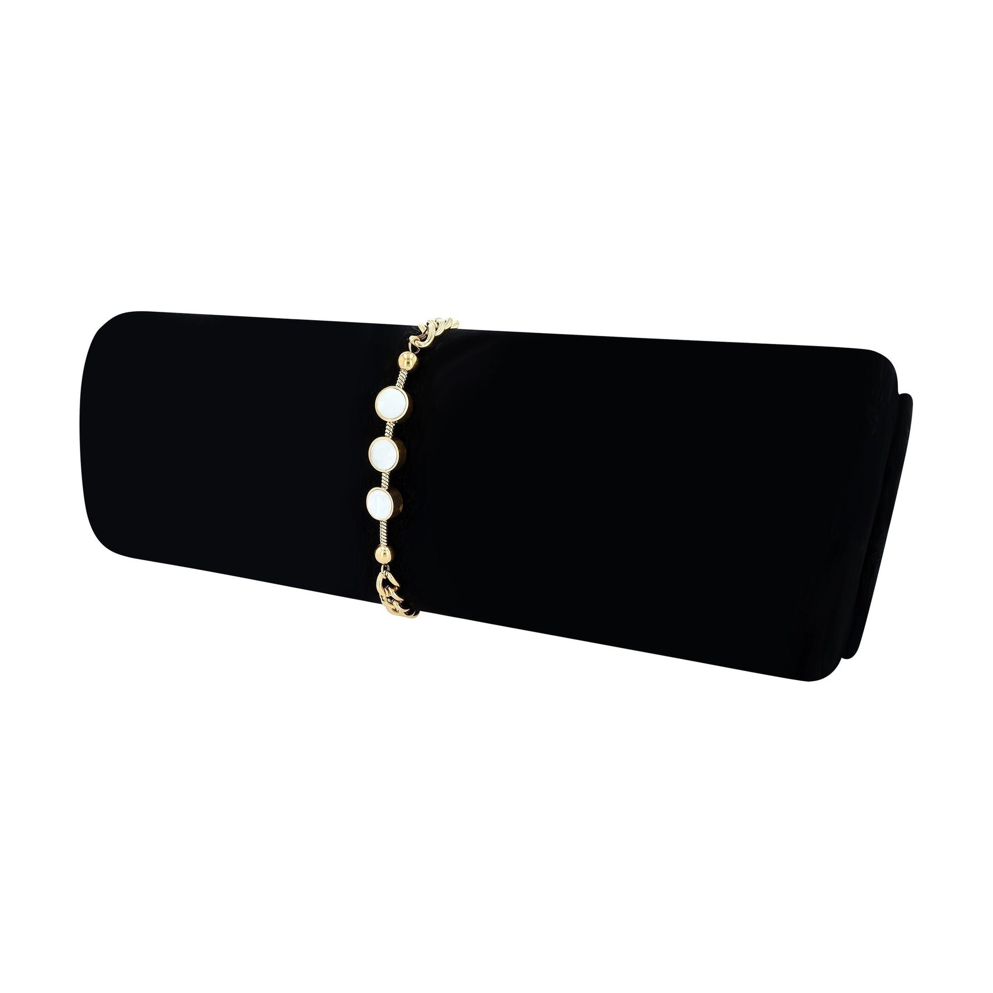 Damen Armband – Panzerarmband aus Edelstahl mit Perlmutt 16,5 cm