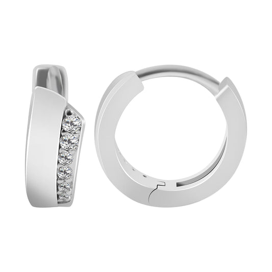 Damen Ohrringe – Klappcreole aus 925 Silber mit Zirkonia