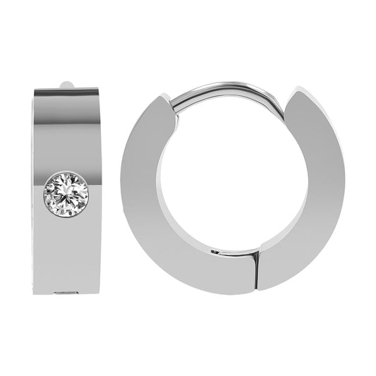Damen Ohrringe – Creole aus Edelstahl mit Strass Steinchen