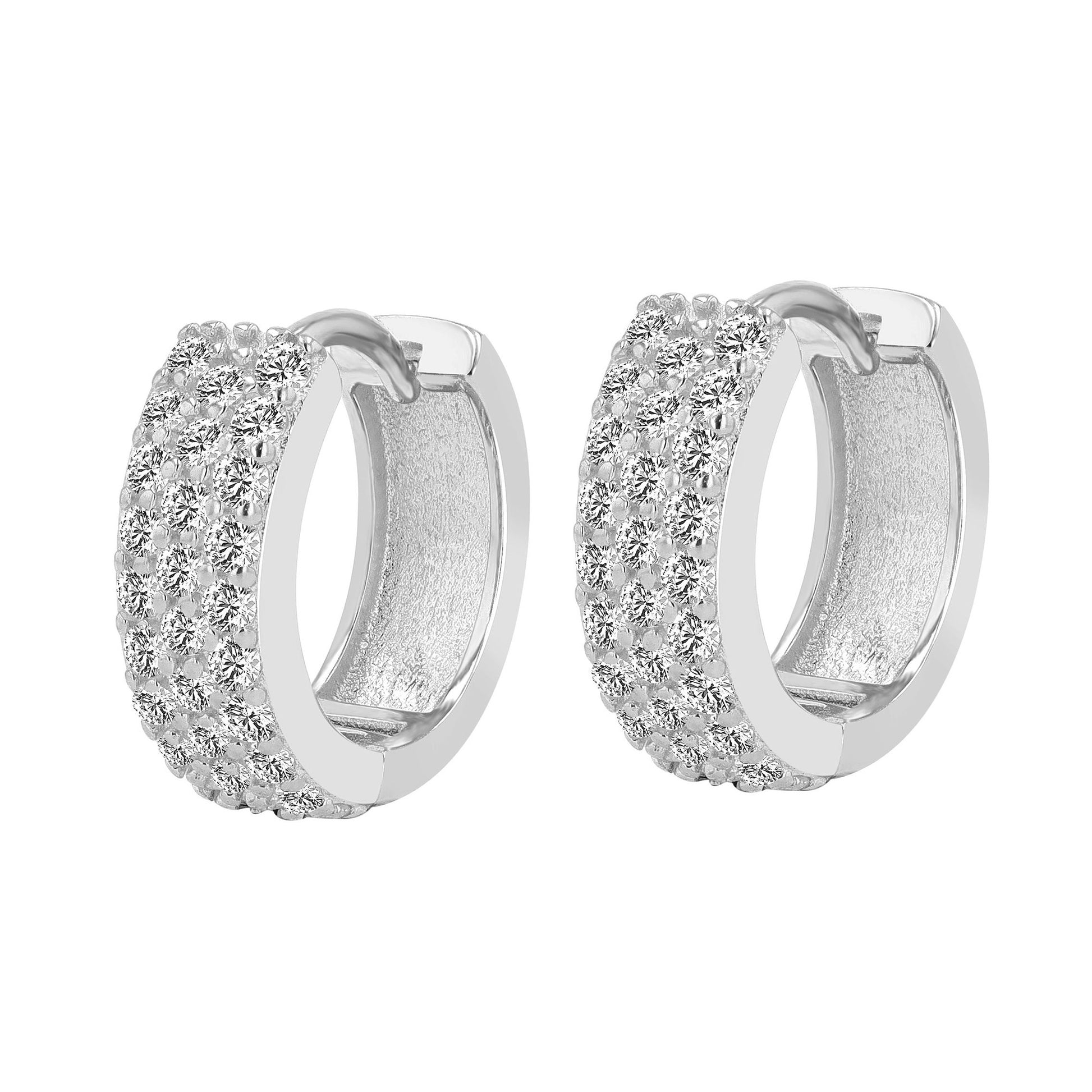 Damen Ohrringe – Klappcreole aus 925 Silber mit Zirkonia