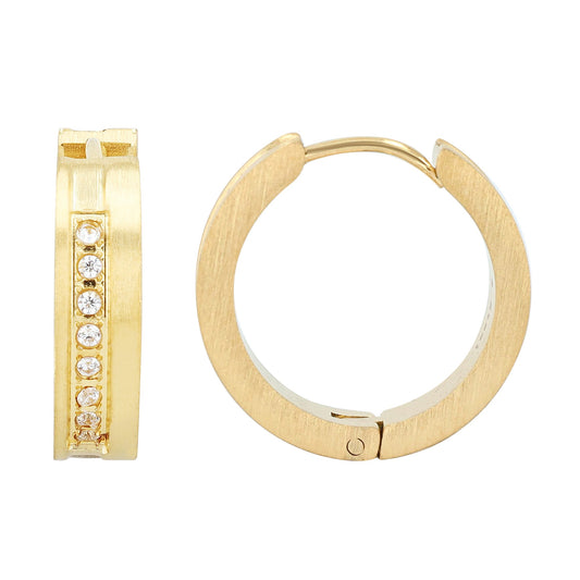 Damen Ohrringe – Klappcreole aus Edelstahl mit Strass Steinchen