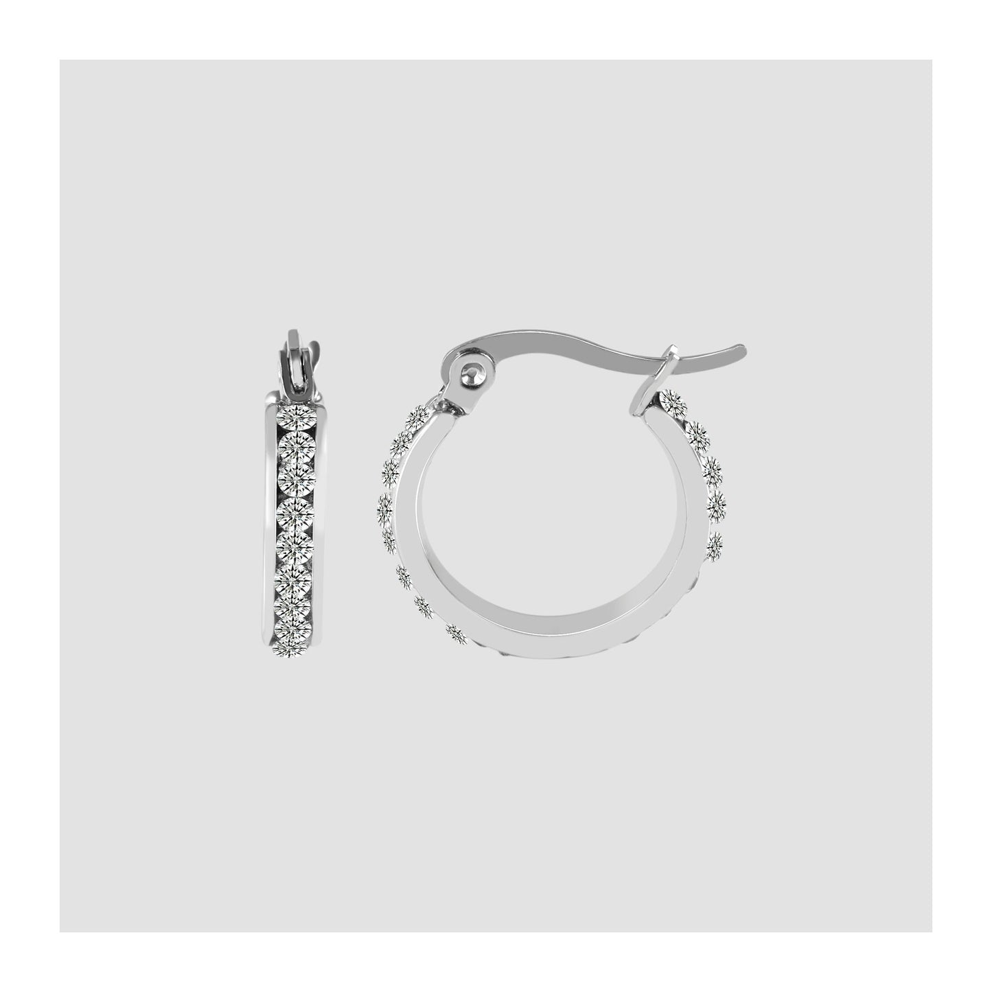 Damen Ohrringe – Creole aus Edelstahl mit Strass Steinchen