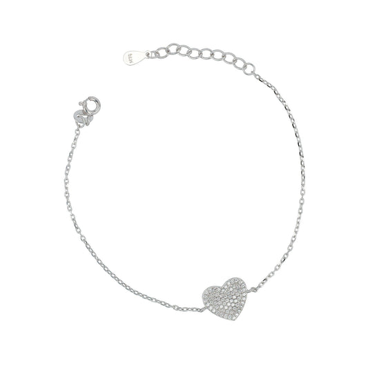 Damen Armband – Herz aus 925 Silber mit Zirkonia 17+3 cm
