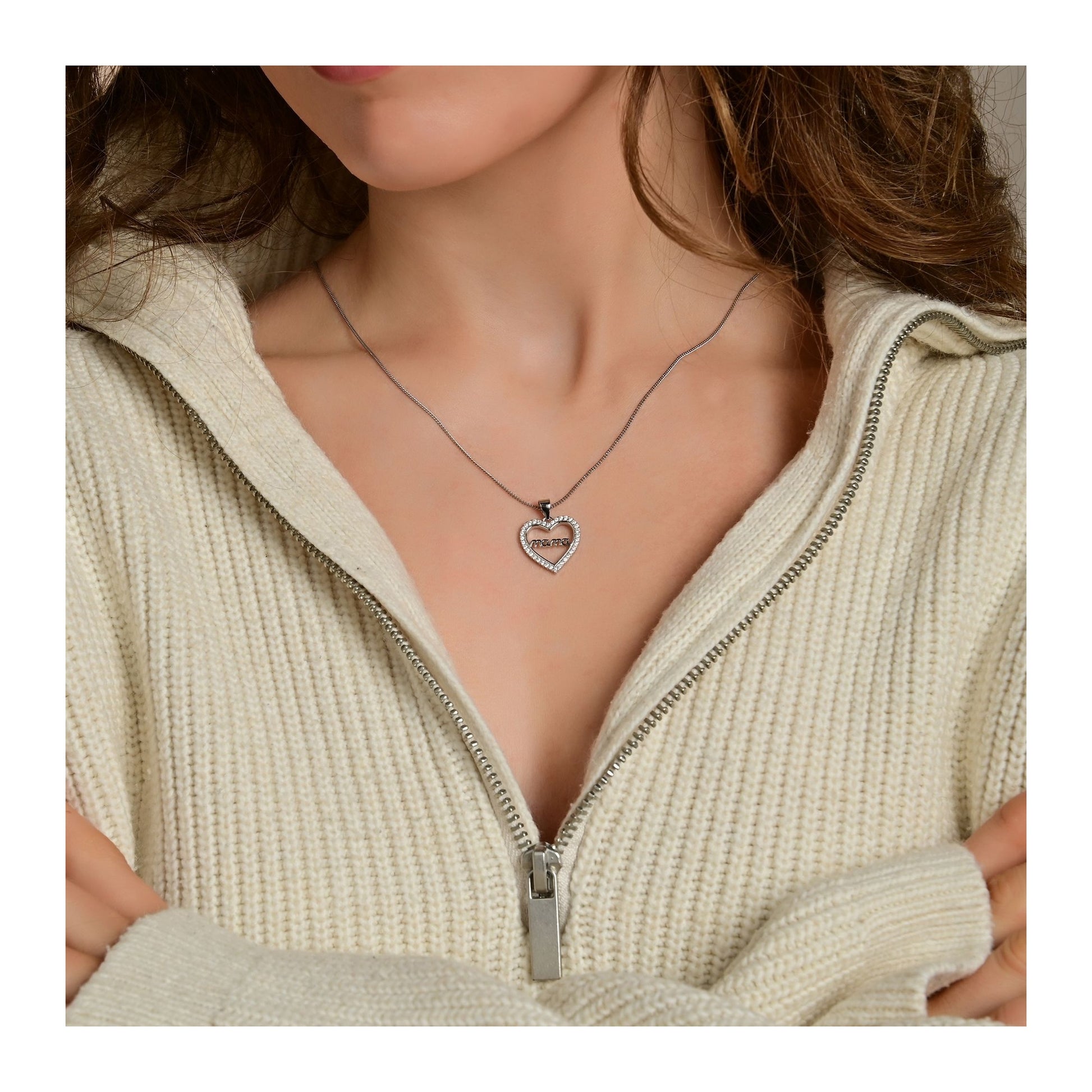 Damen Anhänger – Herz Herzanhänger aus 925 Silber mit Zirkonia