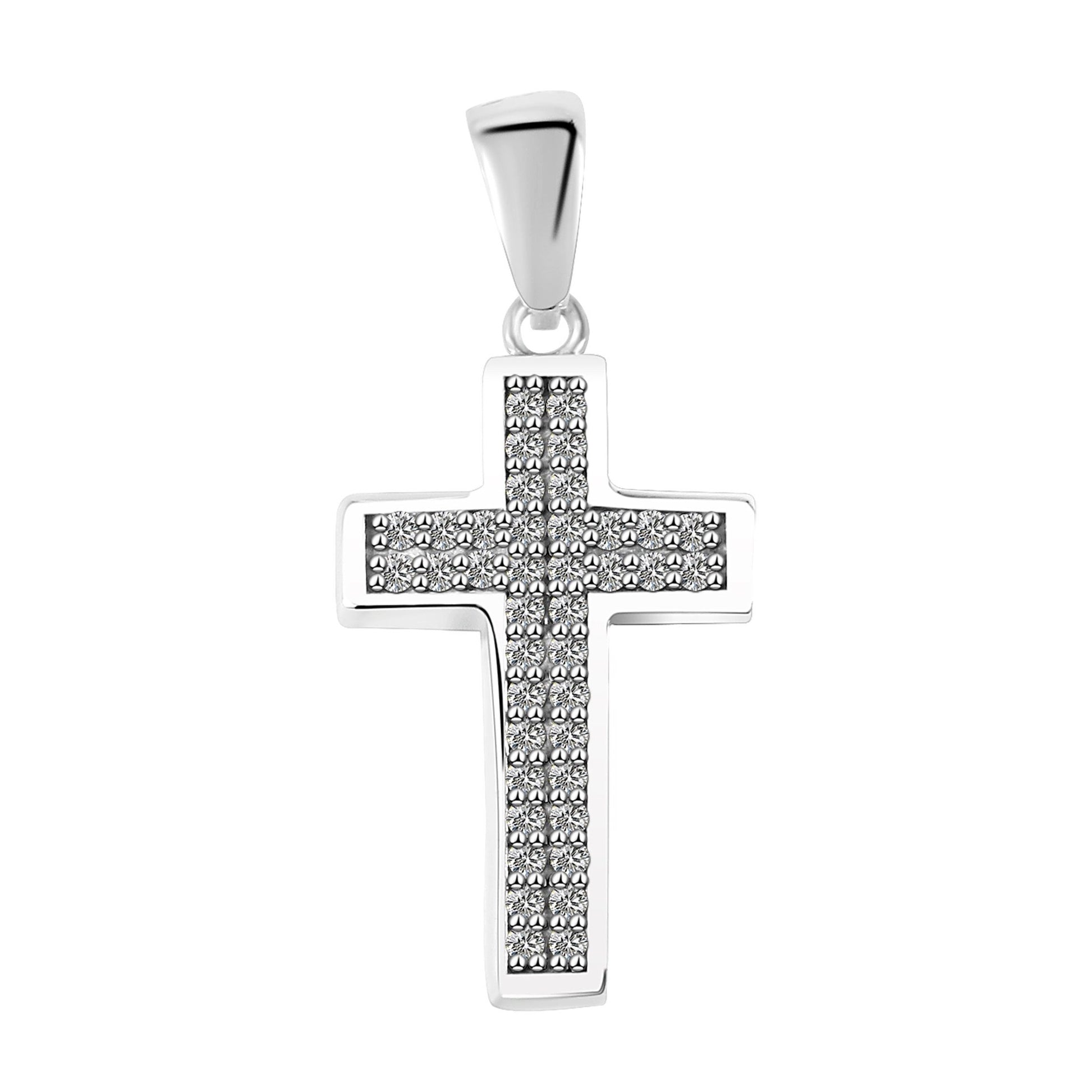Damen Anhänger – Kreuz Kreuzanhänger aus 925 Silber mit Zirkonia